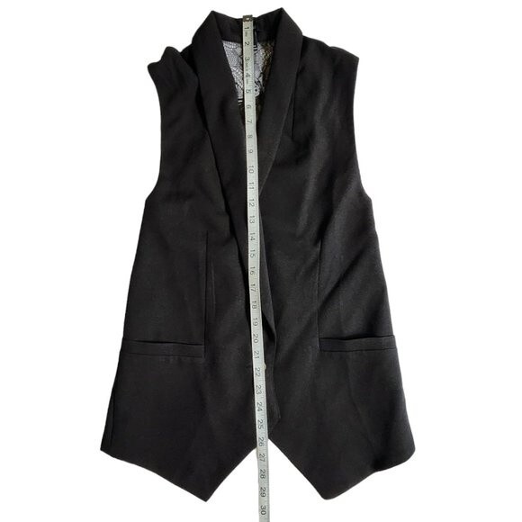 Forever 21 black one button v neck sleeveless vest with lace back detail sz S - Picture 10 of 11
